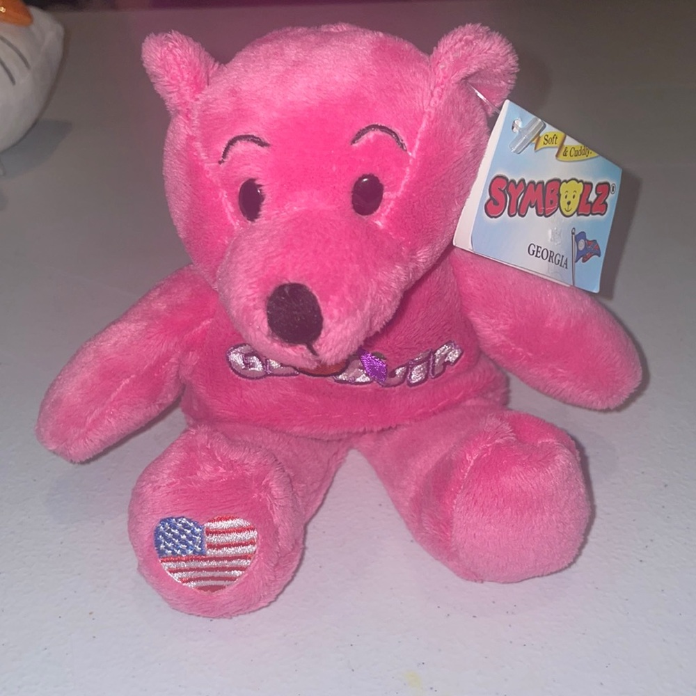 GEORGIA Pink Bear beanbag plush 8" Symbolz 2007 ...peach state bear  NWT
